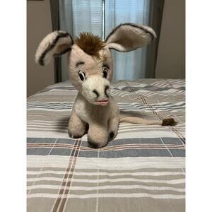 Vintage Hard Plush Donkey Beige 15” Adjustable Ears Animal Toys Plush
